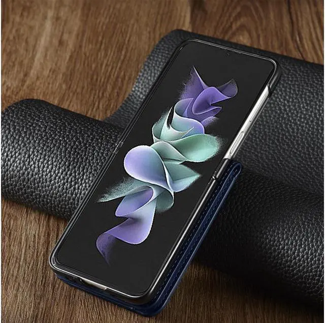 Alt view image 5 of 7 - BONAEVER For Samsung Galaxy Z Flip 3 5G 2021 Case Premium PU Leather Cover TPU Bumper with Card Holder Stand andidden Magnetic Shockproof Flip Wallet Case