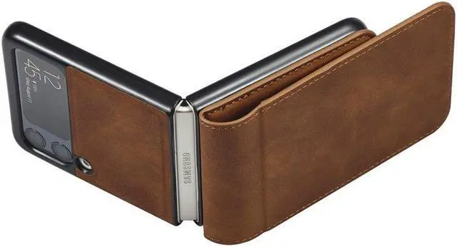 Alt view image 5 of 7 - BONAEVER For Samsung Galaxy Z Flip 3 5G 2021 Case Premium PU Leather Cover TPU Bumper with Card Holder Stand andidden Magnetic Shockproof Flip Wallet Case