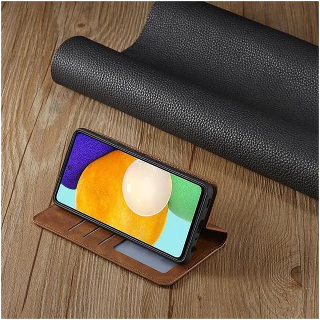 Alt view image 2 of 7 - BONAEVER For Samsung Galaxy A33 5G Case Premium PU Leather Cover TPU Bumper with Card Holder Stand andidden Magnetic Shockproof Flip Wallet Case