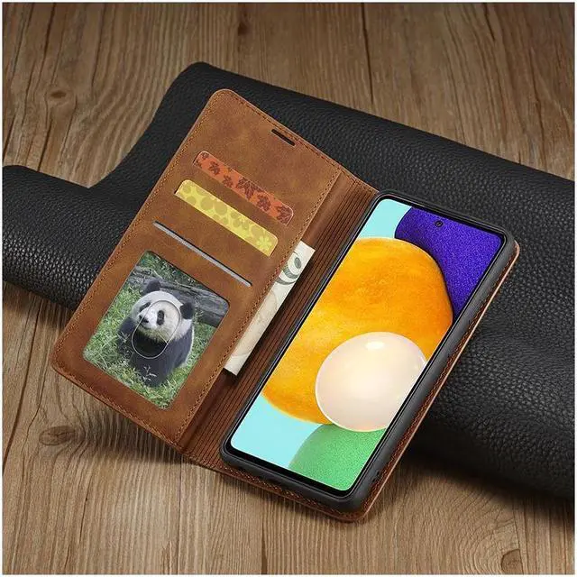 Alt view image 3 of 7 - BONAEVER For Samsung Galaxy A33 5G Case Premium PU Leather Cover TPU Bumper with Card Holder Stand andidden Magnetic Shockproof Flip Wallet Case