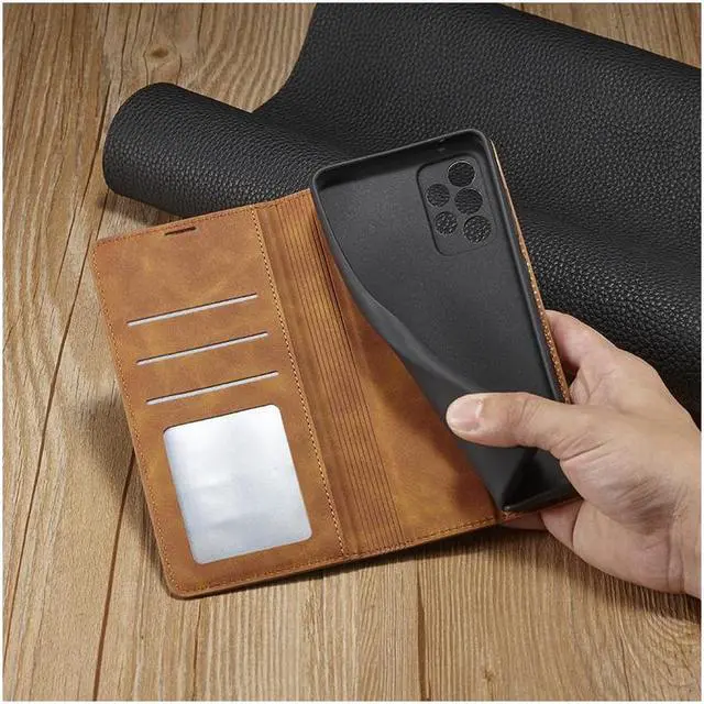 Alt view image 4 of 7 - BONAEVER For Samsung Galaxy A33 5G Case Premium PU Leather Cover TPU Bumper with Card Holder Stand andidden Magnetic Shockproof Flip Wallet Case