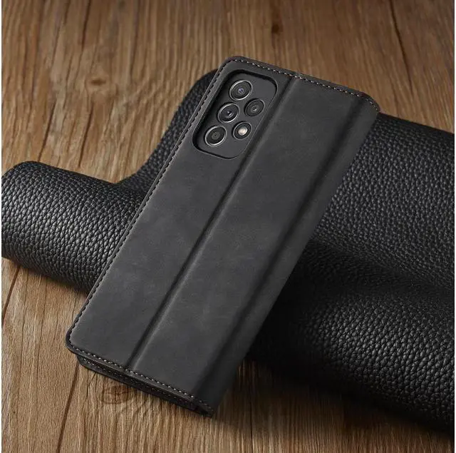 Alt view image 5 of 6 - BONAEVER For Samsung Galaxy A73 5G / A73 4G Case Premium PU Leather Cover TPU Bumper with Card Holder Stand andidden Magnetic Shockproof Flip Wallet Case