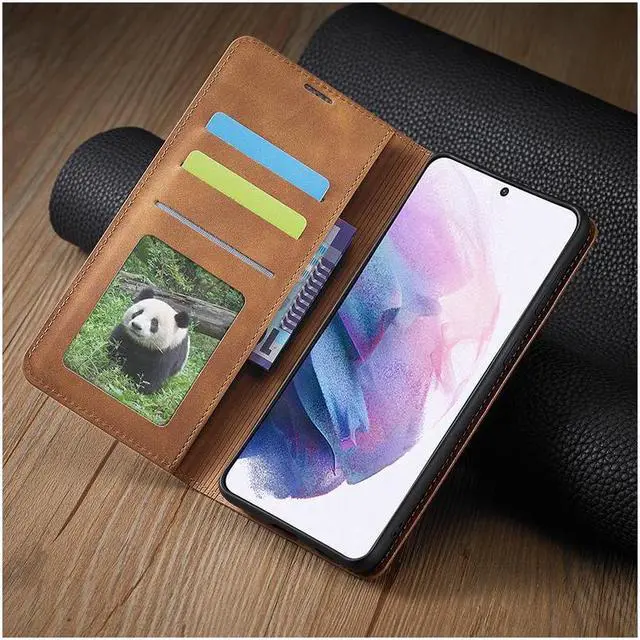 Alt view image 4 of 6 - BONAEVER For Samsung Galaxy S22 5G Case Premium PU Leather Cover TPU Bumper with Card Holder Stand andidden Magnetic Shockproof Flip Wallet Case for Galaxy S22 5G 6.1 inch 2022