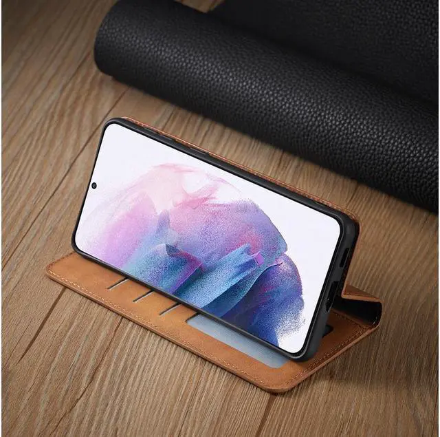 Alt view image 6 of 6 - BONAEVER For Samsung Galaxy S22 5G Case Premium PU Leather Cover TPU Bumper with Card Holder Stand andidden Magnetic Shockproof Flip Wallet Case for Galaxy S22 5G 6.1 inch 2022