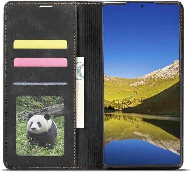 Alt view image 2 of 6 - BONAEVER For Samsung Galaxy S22 Ultra 5G 6.8 inch 2022 Case Premium PU Leather Cover TPU Bumper with Card Holder Stand andidden Magnetic Shockproof Flip Wallet Case