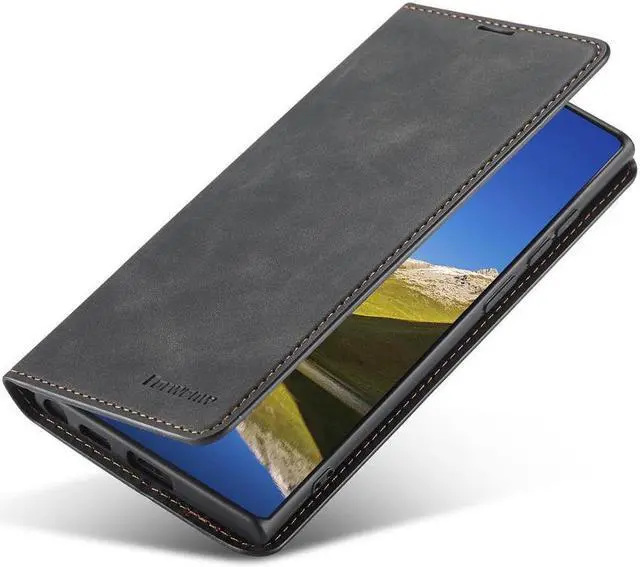 Alt view image 3 of 6 - BONAEVER For Samsung Galaxy S22 Ultra 5G 6.8 inch 2022 Case Premium PU Leather Cover TPU Bumper with Card Holder Stand andidden Magnetic Shockproof Flip Wallet Case