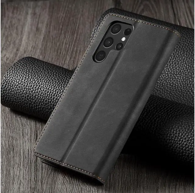 Alt view image 5 of 6 - BONAEVER For Samsung Galaxy S22 Ultra 5G 6.8 inch 2022 Case Premium PU Leather Cover TPU Bumper with Card Holder Stand andidden Magnetic Shockproof Flip Wallet Case