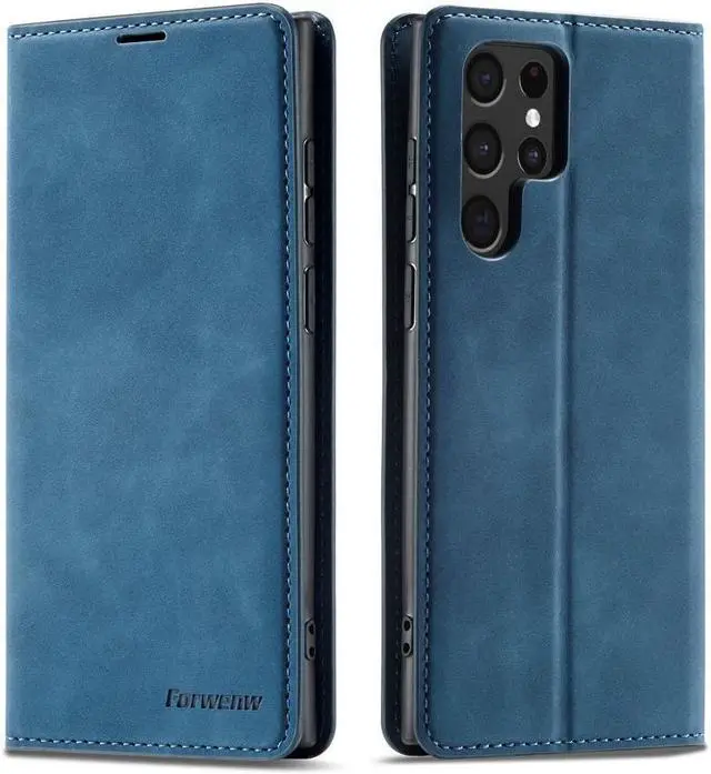 Main image of BONAEVER For Samsung Galaxy S22 Ultra 5G 6.8 inch 2022 Case Premium PU Leather Cover TPU Bumper with Card Holder Stand andidden Magnetic Shockproof Flip Wallet Case