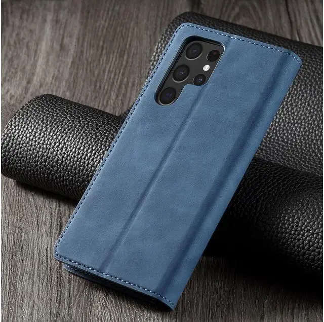 Alt view image 6 of 6 - BONAEVER For Samsung Galaxy S22 Ultra 5G 6.8 inch 2022 Case Premium PU Leather Cover TPU Bumper with Card Holder Stand andidden Magnetic Shockproof Flip Wallet Case