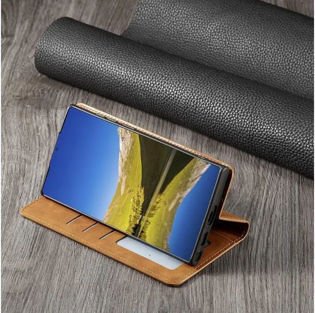 Alt view image 4 of 7 - BONAEVER For Samsung Galaxy S22 Ultra 5G 6.8 inch 2022 Case Premium PU Leather Cover TPU Bumper with Card Holder Stand andidden Magnetic Shockproof Flip Wallet Case