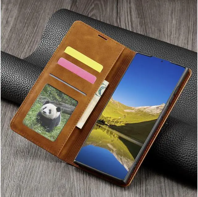 Alt view image 7 of 7 - BONAEVER For Samsung Galaxy S22 Ultra 5G 6.8 inch 2022 Case Premium PU Leather Cover TPU Bumper with Card Holder Stand andidden Magnetic Shockproof Flip Wallet Case