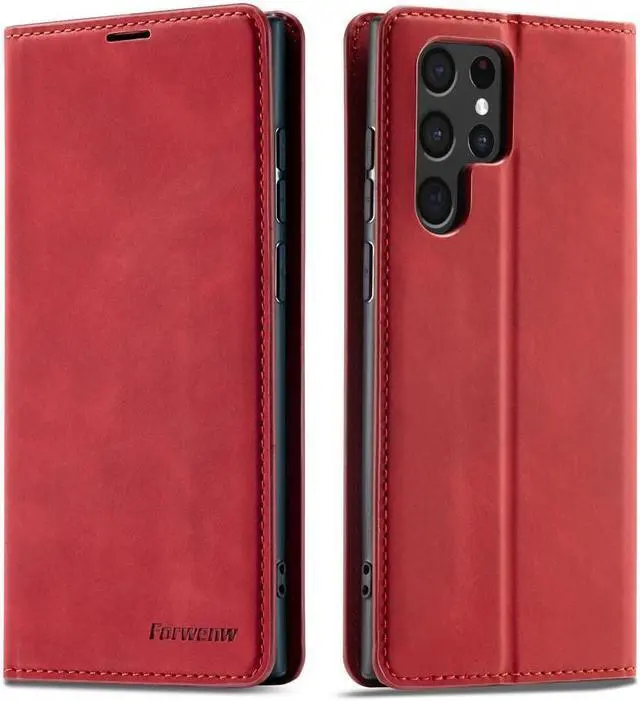 Main image of BONAEVER For Samsung Galaxy S22 Ultra 5G 6.8 inch 2022 Case Premium PU Leather Cover TPU Bumper with Card Holder Stand andidden Magnetic Shockproof Flip Wallet Case