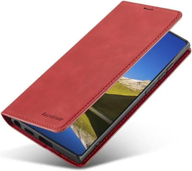 Alt view image 2 of 6 - BONAEVER For Samsung Galaxy S22 Ultra 5G 6.8 inch 2022 Case Premium PU Leather Cover TPU Bumper with Card Holder Stand andidden Magnetic Shockproof Flip Wallet Case