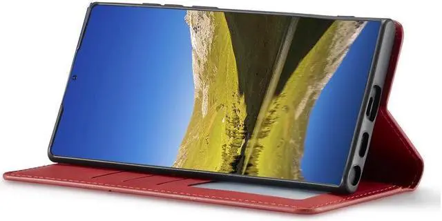 Alt view image 3 of 6 - BONAEVER For Samsung Galaxy S22 Ultra 5G 6.8 inch 2022 Case Premium PU Leather Cover TPU Bumper with Card Holder Stand andidden Magnetic Shockproof Flip Wallet Case