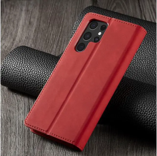 Alt view image 5 of 6 - BONAEVER For Samsung Galaxy S22 Ultra 5G 6.8 inch 2022 Case Premium PU Leather Cover TPU Bumper with Card Holder Stand andidden Magnetic Shockproof Flip Wallet Case