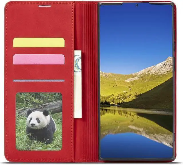Alt view image 6 of 6 - BONAEVER For Samsung Galaxy S22 Ultra 5G 6.8 inch 2022 Case Premium PU Leather Cover TPU Bumper with Card Holder Stand andidden Magnetic Shockproof Flip Wallet Case