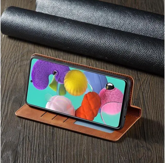 Alt view image 6 of 7 - BONAEVER For Samsung Galaxy A71 5G Case Premium PU Leather Cover TPU Bumper with Card Holder Stand andidden Magnetic Shockproof Flip Wallet Case for Samsung Galaxy A71 6.7 inch Phone 5G Version