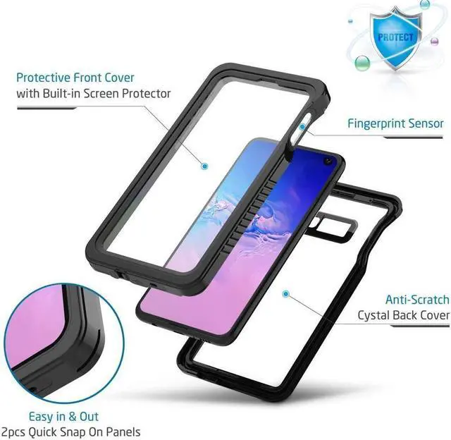 Alt view image 2 of 7 - BONAEVER For Samsung Galaxy S10e Case IP68 Waterproof Du Standproof Shockproof Case with Built-in Screen Protector Sealed Underwater Protective Clear Cover for Samsung S10e