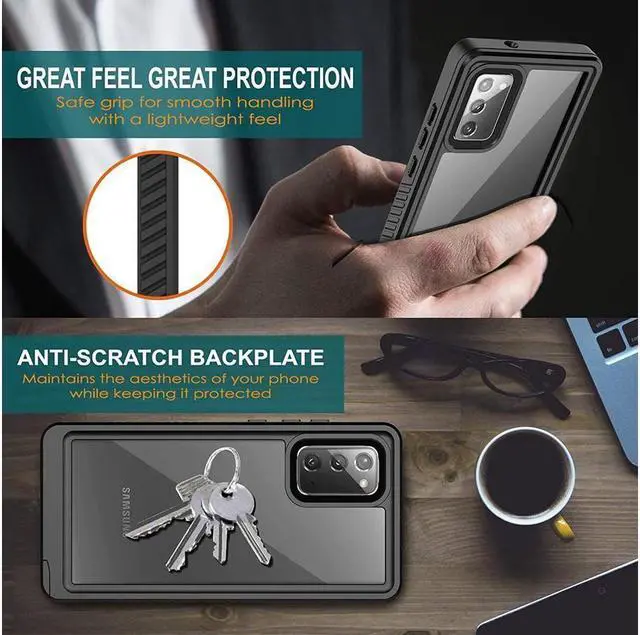 Alt view image 7 of 7 - BONAEVER For Samsung Galaxy Note 20 Case Waterproof Built in Screen Protector Shockproof 360 °Protective IP68 Underwater Clear Case for Galaxy Note 20 6.7 inch