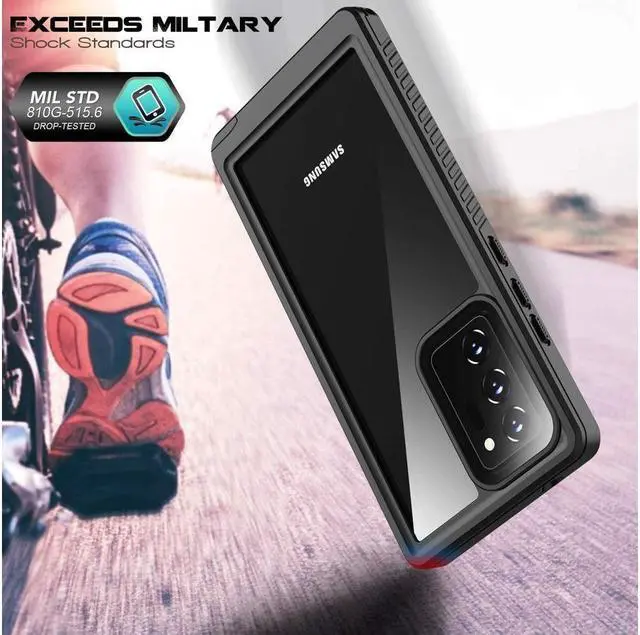 Alt view image 3 of 7 - BONAEVER For Galaxy Note 20 Ultra Waterproof Case Built-in Screen Protector Full-Body Protection Shock-Proof du Stand-Proof Cover Case for Samsung Galaxy Note 20 Ultra 6.9 inch Black
