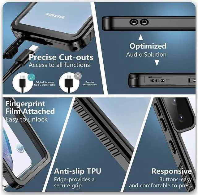 Alt view image 4 of 7 - BONAEVER For Samsung Galaxy S21 Plus Waterproof Case Built-in Screen Protector Protection Shockproof Anti-Scratched Cover for Samsung Galaxy S21 Plus 6.7 inch 2021 Black