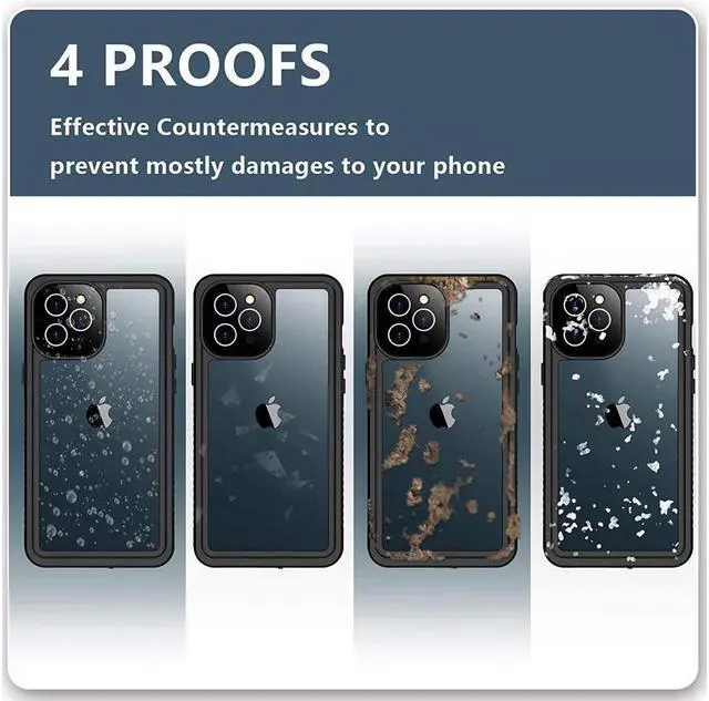 Alt view image 4 of 7 - BONAEVER For iPhone 12 Pro Case 6.1 inch Waterproof Du Standproof Shockproof Case with Built-in Screen Protector Underwater Protective Clear Back Cover