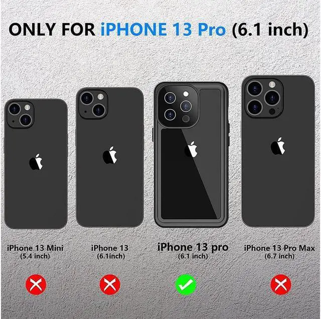 Alt view image 2 of 7 - BONAEVER for iPhone 13 Pro Case Waterproof Built in Screen Protector 360° Protective Shockproof Dustdproof IP68 Underwater Case for iPhone 13 Pro 6.1 inch 2021