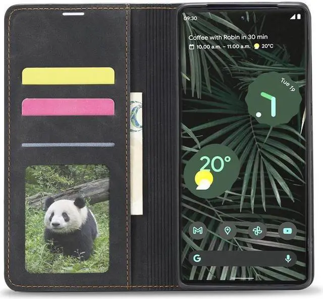 Alt view image 4 of 7 - BONAEVER Case for Google Pixel 6 Pro 5G 6.71 inch Premium PU Leather Cover with Card Holder Stand and Shockproof Flip Wallet Cover Black