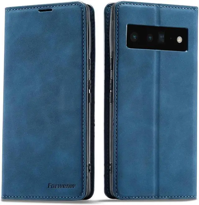 Main image of BONAEVER Case for Google Pixel 6 Pro 5G 6.71 inch Premium PU Leather Cover with Card Holder Stand and Shockproof Flip Wallet Cover Blue