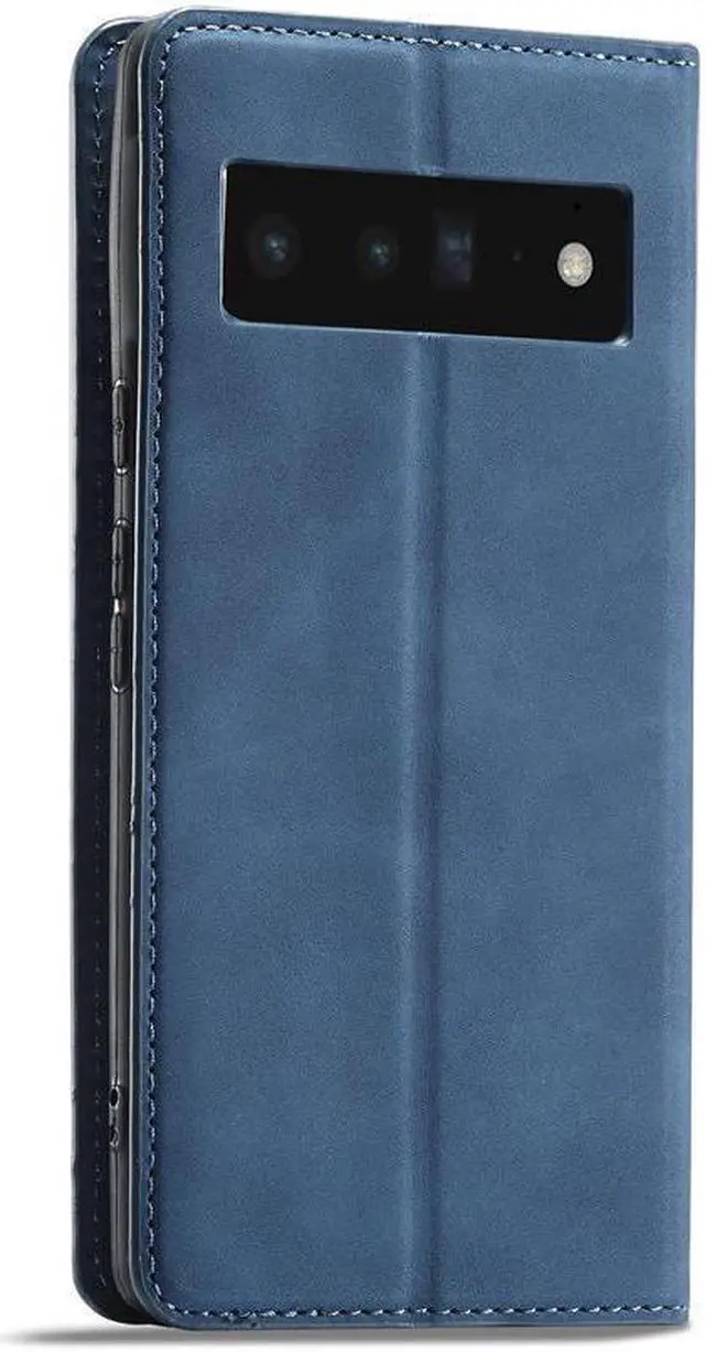 Alt view image 2 of 7 - BONAEVER Case for Google Pixel 6 Pro 5G 6.71 inch Premium PU Leather Cover with Card Holder Stand and Shockproof Flip Wallet Cover Blue