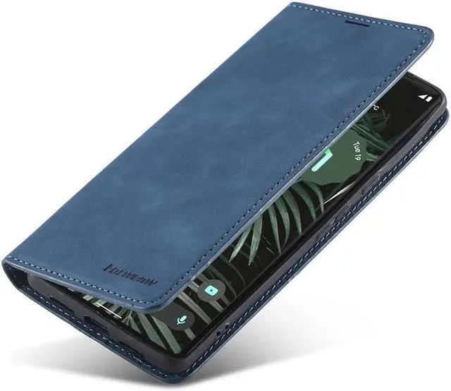 Alt view image 5 of 7 - BONAEVER Case for Google Pixel 6 Pro 5G 6.71 inch Premium PU Leather Cover with Card Holder Stand and Shockproof Flip Wallet Cover Blue