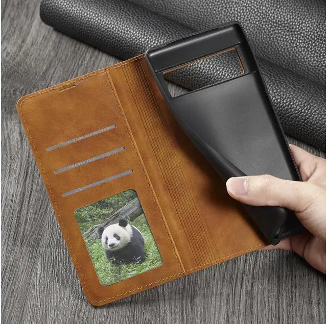 Alt view image 7 of 7 - BONAEVER Case for Google Pixel 6 Pro 5G 6.71 inch Premium PU Leather Cover with Card Holder Stand and Shockproof Flip Wallet Cover Brown