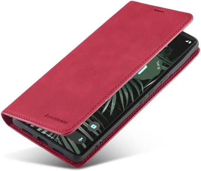 Alt view image 6 of 7 - BONAEVER Case for Google Pixel 6 Pro 5G 6.71 inch Premium PU Leather Cover with Card Holder Stand and Shockproof Flip Wallet Cover Red