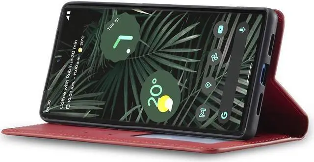 Alt view image 5 of 7 - BONAEVER Case for Google Pixel 6 Pro 5G 6.71 inch Premium PU Leather Cover with Card Holder Stand and Shockproof Flip Wallet Cover Red