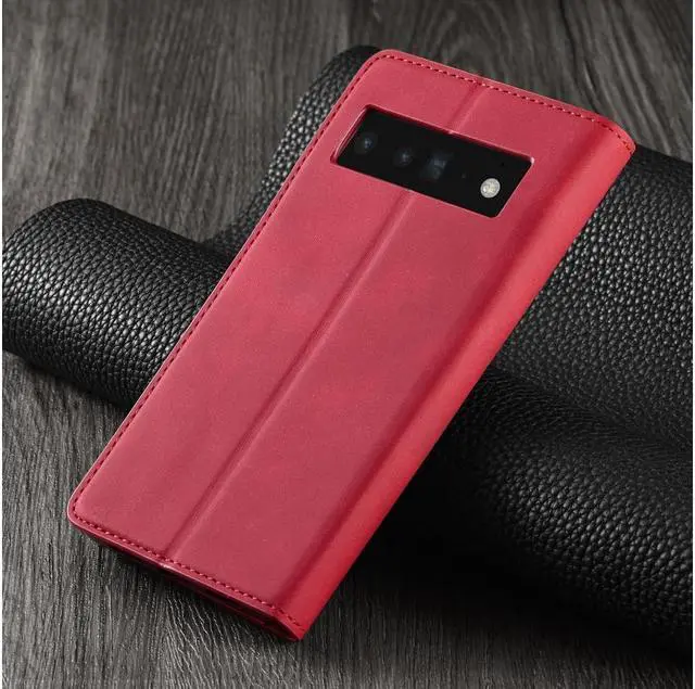 Alt view image 7 of 7 - BONAEVER Case for Google Pixel 6 Pro 5G 6.71 inch Premium PU Leather Cover with Card Holder Stand and Shockproof Flip Wallet Cover Red