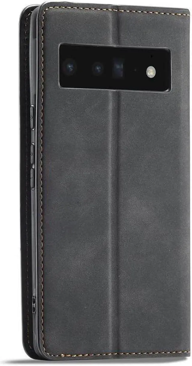 Alt view image 2 of 7 - BONAEVER Case for Google Pixel 6 5G 6.4 inch Premium PU Leather Cover with Card Holder Stand and Shockproof Flip Wallet Cover Black