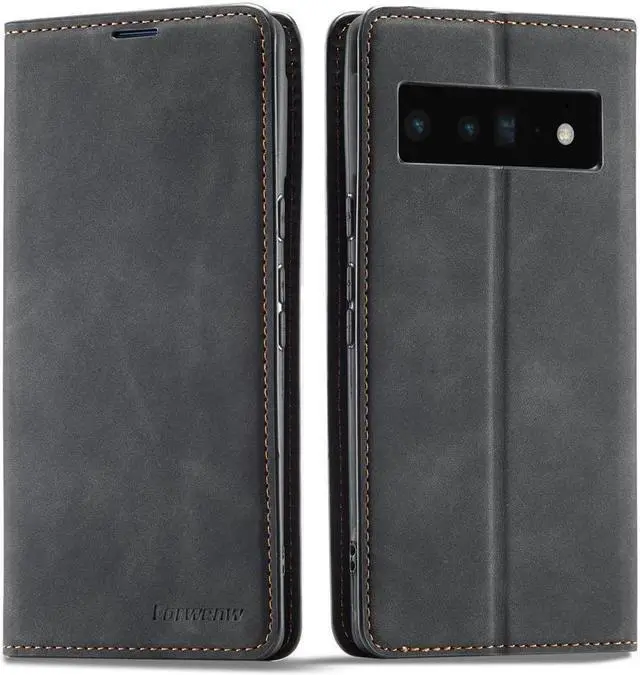 Main image of BONAEVER Case for Google Pixel 6 5G 6.4 inch Premium PU Leather Cover with Card Holder Stand and Shockproof Flip Wallet Cover Black