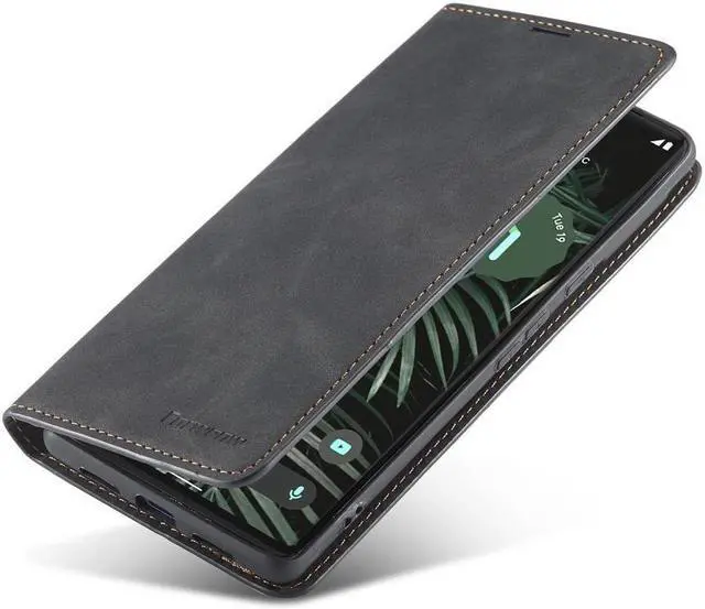 Alt view image 6 of 7 - BONAEVER Case for Google Pixel 6 5G 6.4 inch Premium PU Leather Cover with Card Holder Stand and Shockproof Flip Wallet Cover Black