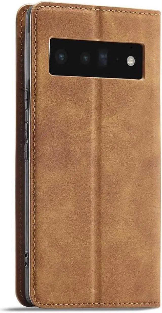 Alt view image 2 of 7 - BONAEVER Case for Google Pixel 6 5G 6.4 inch Premium PU Leather Cover with Card Holder Stand and Shockproof Flip Wallet Cover Brown