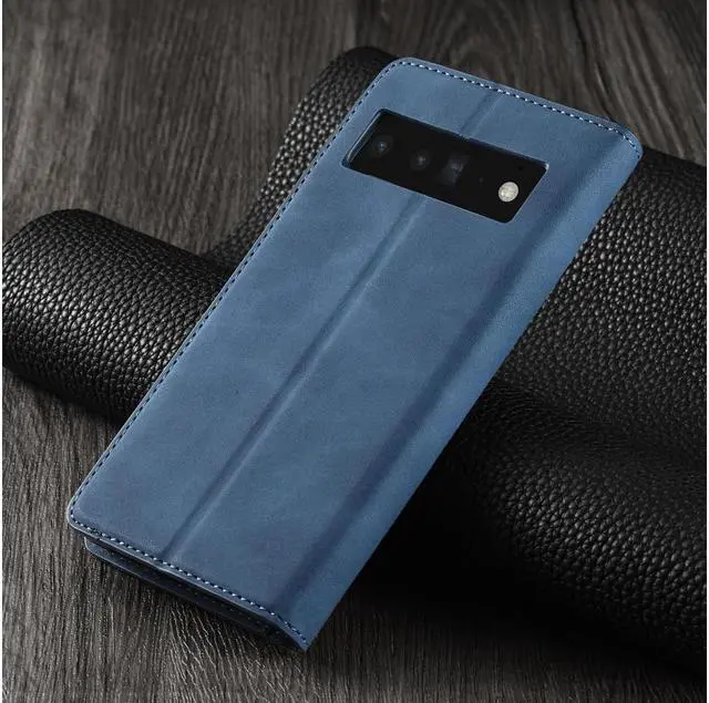 Alt view image 7 of 7 - BONAEVER Case for Google Pixel 6 5G 6.4 inch Premium PU Leather Cover with Card Holder Stand and Shockproof Flip Wallet Cover Blue