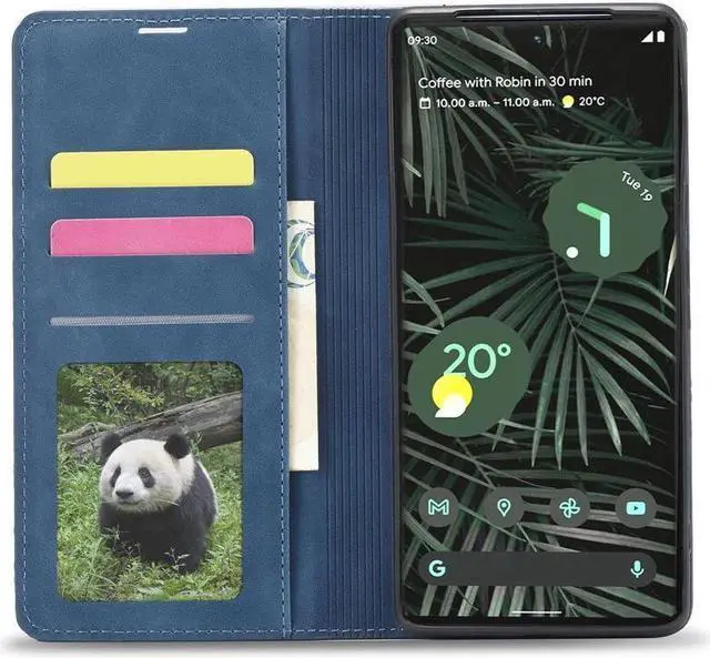 Alt view image 4 of 7 - BONAEVER Case for Google Pixel 6 5G 6.4 inch Premium PU Leather Cover with Card Holder Stand and Shockproof Flip Wallet Cover Blue