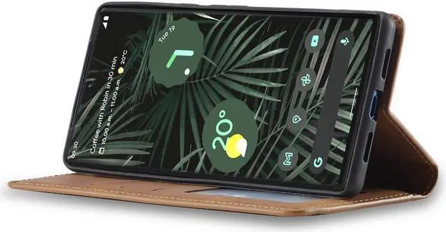 Alt view image 5 of 7 - BONAEVER Case for Google Pixel 6 5G 6.4 inch Premium PU Leather Cover with Card Holder Stand and Shockproof Flip Wallet Cover Brown