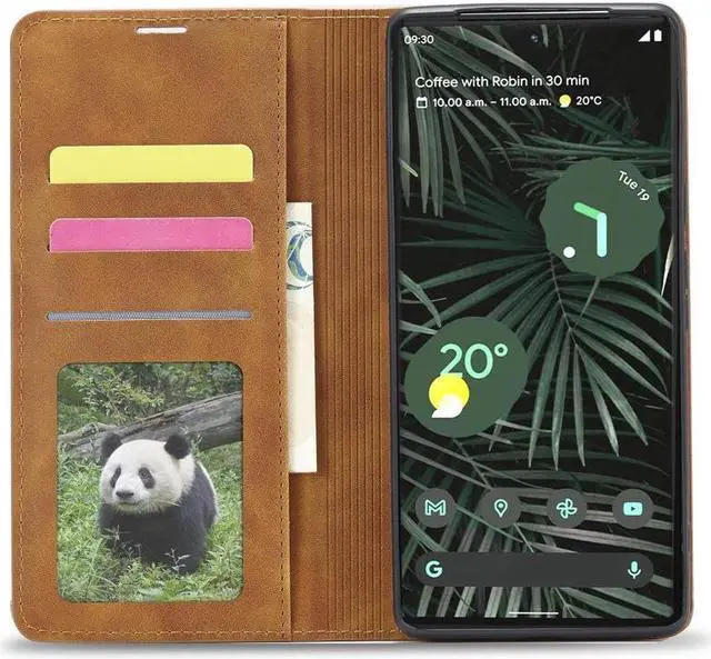 Alt view image 4 of 7 - BONAEVER Case for Google Pixel 6 5G 6.4 inch Premium PU Leather Cover with Card Holder Stand and Shockproof Flip Wallet Cover Brown