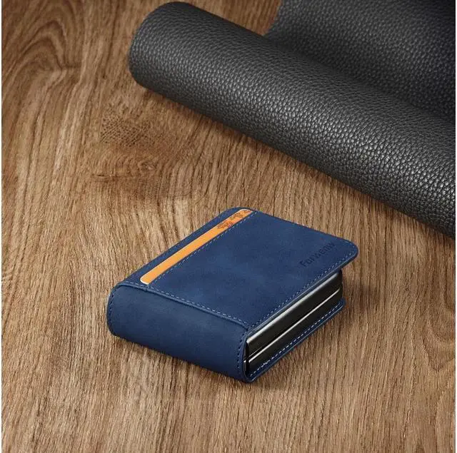 Alt view image 6 of 6 - BONAEVER For Samsung Galaxy Z Flip 4 5G 2022 Case Premium PU Leather Cover with Card Holder Magnetic Shockproof Flip Wallet Case