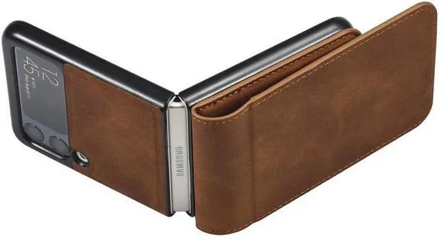 Alt view image 4 of 7 - BONAEVER For Samsung Galaxy Z Flip 4 5G 2022 Case Premium PU Leather Cover with Card Holder Magnetic Shockproof Flip Wallet Case