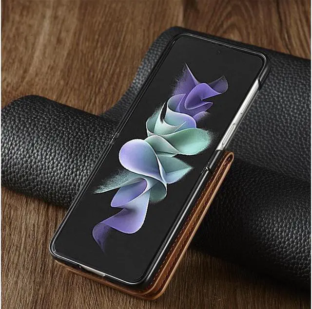 Alt view image 6 of 7 - BONAEVER For Samsung Galaxy Z Flip 4 5G 2022 Case Premium PU Leather Cover with Card Holder Magnetic Shockproof Flip Wallet Case