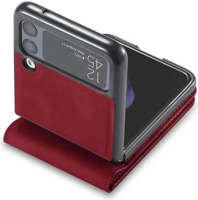 Alt view image 2 of 7 - BONAEVER For Samsung Galaxy Z Flip 4 5G 2022 Case Premium PU Leather Cover with Card Holder Magnetic Shockproof Flip Wallet Case