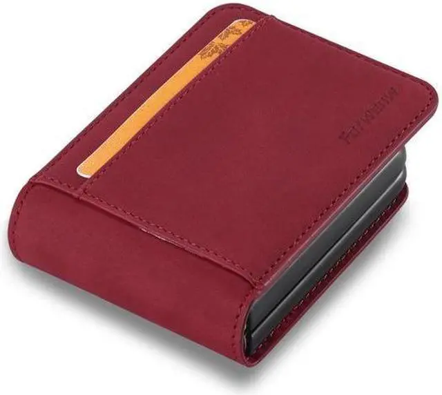 Alt view image 3 of 7 - BONAEVER For Samsung Galaxy Z Flip 4 5G 2022 Case Premium PU Leather Cover with Card Holder Magnetic Shockproof Flip Wallet Case
