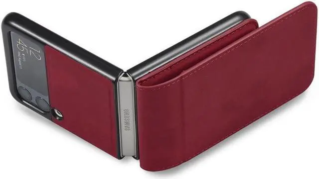 Alt view image 4 of 7 - BONAEVER For Samsung Galaxy Z Flip 4 5G 2022 Case Premium PU Leather Cover with Card Holder Magnetic Shockproof Flip Wallet Case