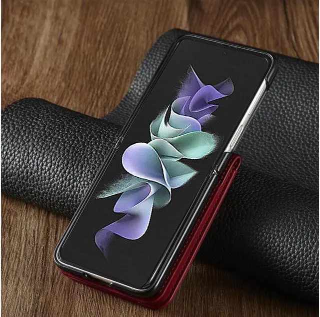 Alt view image 6 of 7 - BONAEVER For Samsung Galaxy Z Flip 4 5G 2022 Case Premium PU Leather Cover with Card Holder Magnetic Shockproof Flip Wallet Case